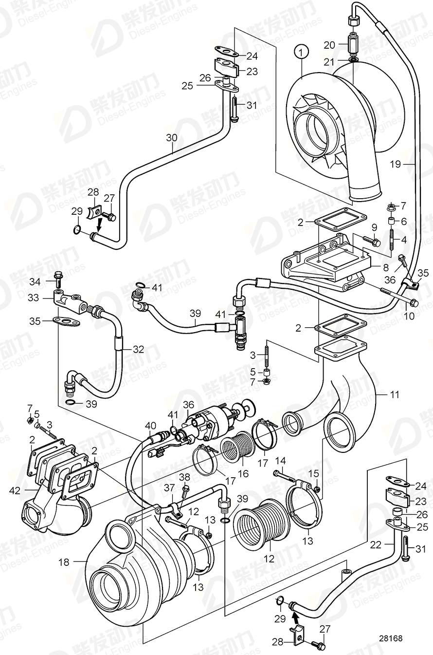 VOLVO Oil feed hose 21725428 Drawing